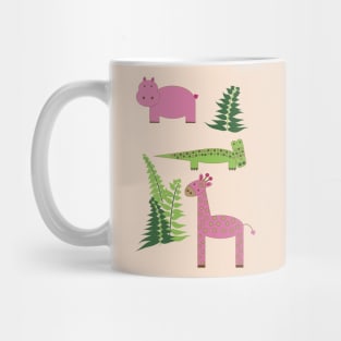 Abigail's Safari Hippo Crocodile Giraffe Lispe Mug